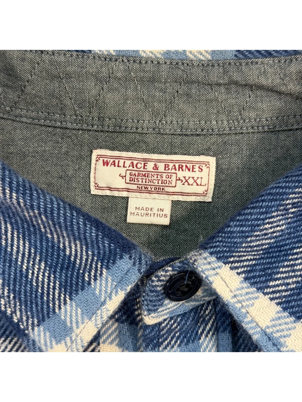 Wallace & Barnes Heavyweight Plaid Flannel Shirt Mens XXL Blue Button Up Work